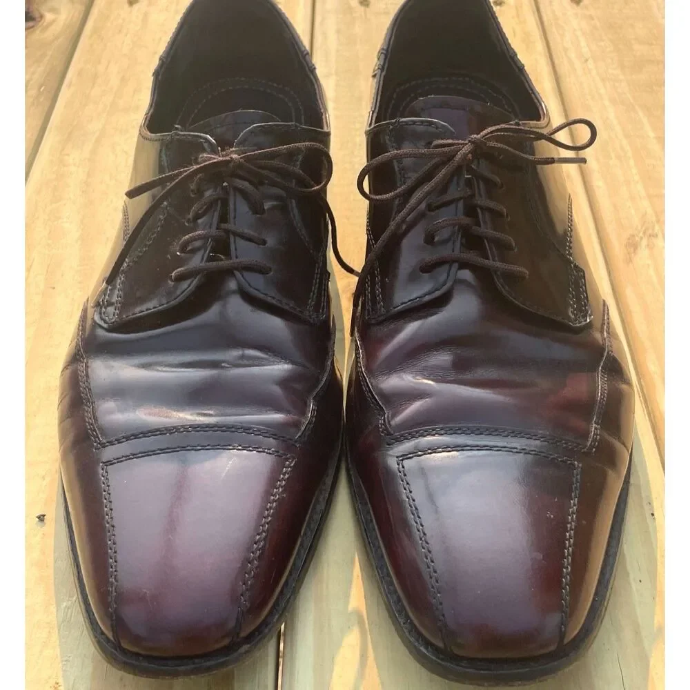 Johnston & Murphy Flex System Burgundy Leather Cap Toe Oxford Shoes 9.5M